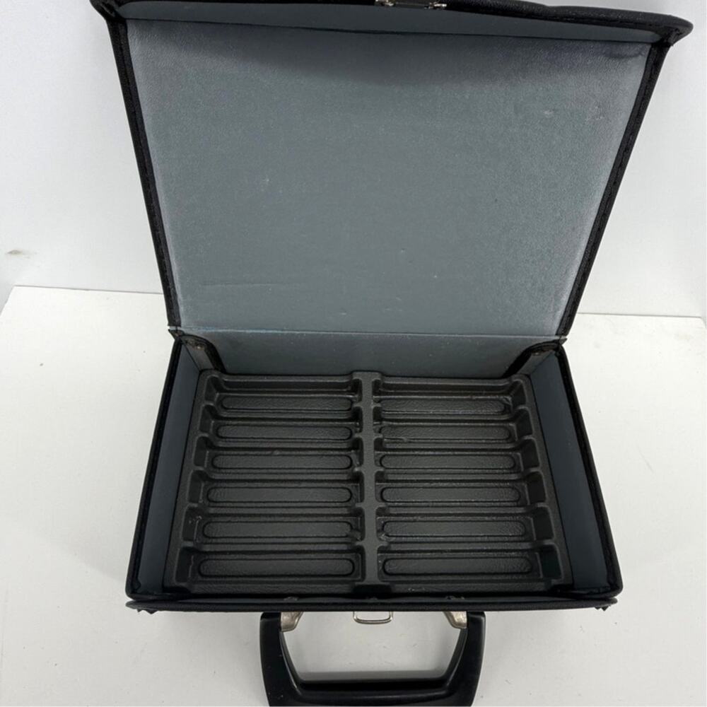 Cassette Tape Storage Carrying Case Black Hard Shell Metal Latch Handle Vintage